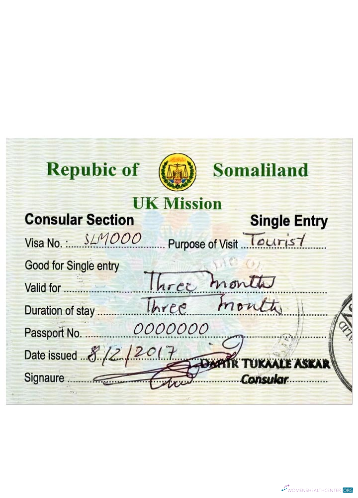 Download SOMALILAND tourist visa Photoshop template